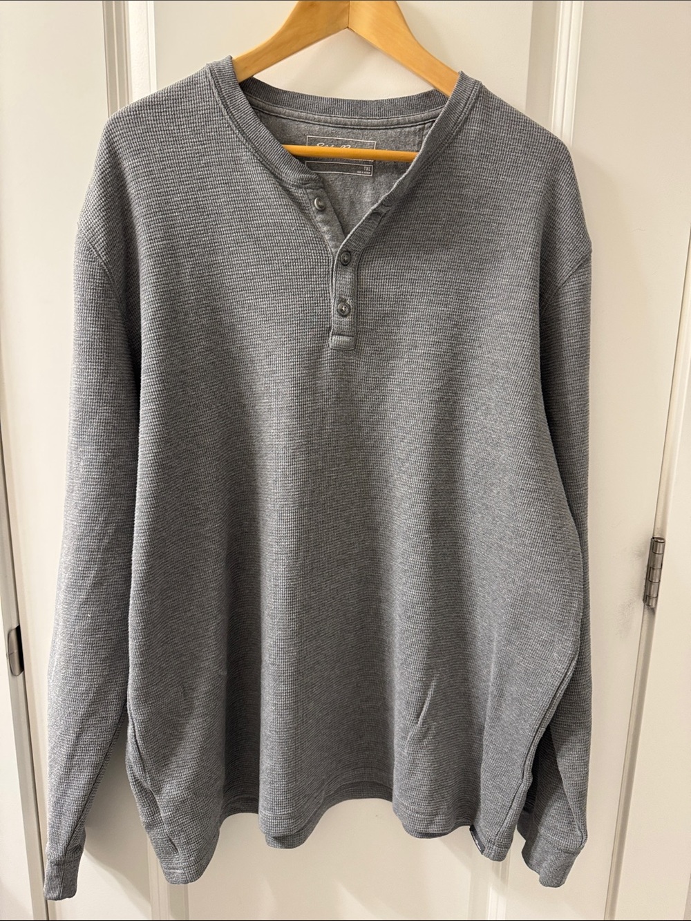 Eddie Bauer Gray XL Waffle Henley Long Sleeve Outdoor Casual Shirt